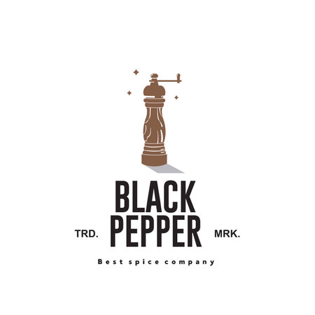 vector illustration of the black pepper spice logo icon, black pepper kitchen spice for the cooking food industryのイラスト素材