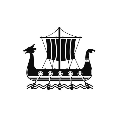 vector illustration of viking ship logo icon for trade, transportation and art goods industriesのイラスト素材