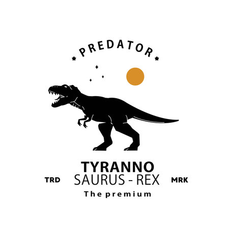 vintage hipster dinosaur, tyrannosaurus rex logo vector silhouette art iconのイラスト素材