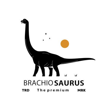 vintage hipster dinosaur, brachiosaurus logo vector silhouette art iconのイラスト素材