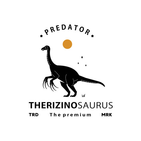vintage hipster dinosaur, therizinosaurus logo vector silhouette art iconのイラスト素材
