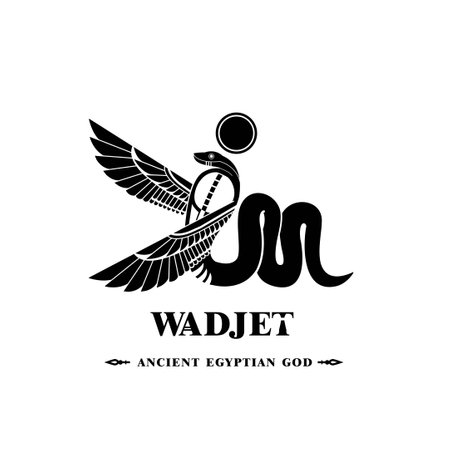 Ancient egyptian wadjet god silhouette. middle east nurse queen with crown and scepterのイラスト素材