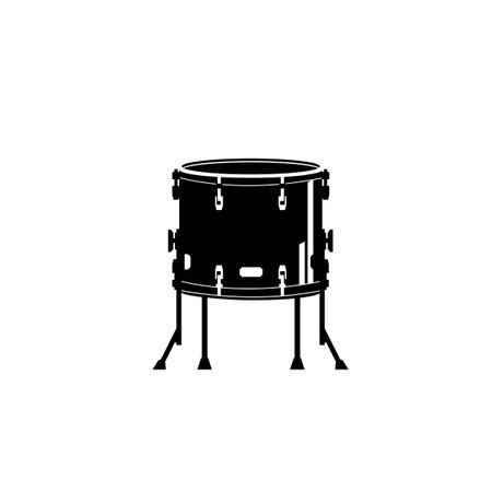 musical instrument logo illustration, tom drum silhouette suitable for music store and communityのイラスト素材