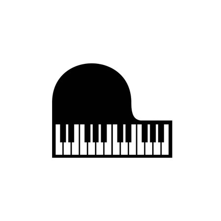 Musical instrument logo illustration, piano silhouette suitable for music stores and communitiesのイラスト素材