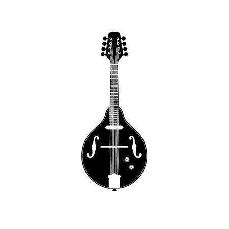Stringed musical instrument logo illustration, mandolin silhouette suitable for music stores and communitiesのイラスト素材