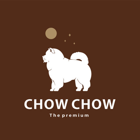 vintage retro hipster chow chow logo vector outline silhouette art iconのイラスト素材