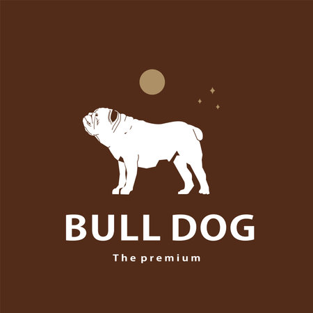 vintage retro hipster bull dog logo vector outline silhouette art iconのイラスト素材