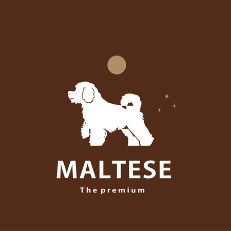 vintage retro hipster maltese logo vector outline silhouette art iconのイラスト素材