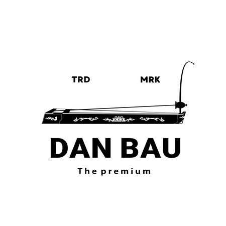 Vietnamese traditional musical instrument logo illustration, danbau silhouette suitable for music stores and communities.のイラスト素材