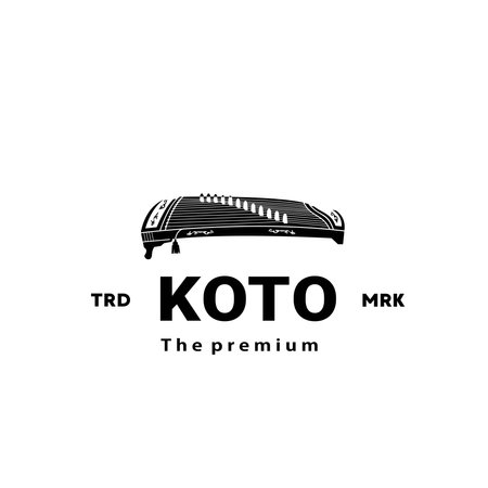 Illustration of a logo of a traditional Japanese musical instrument, a koto silhouette suitable for music stores and communities.のイラスト素材