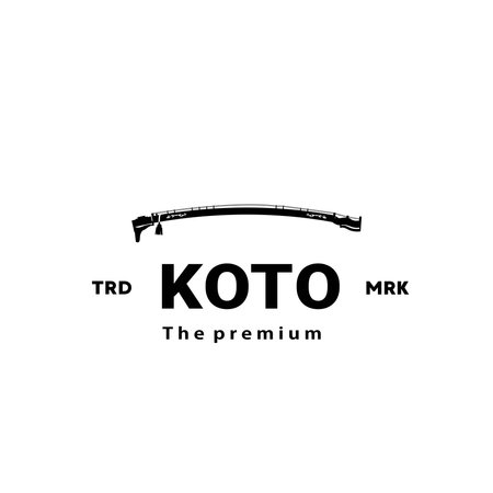 Illustration of a logo of a traditional Japanese musical instrument, a koto silhouette suitable for music stores and communities.のイラスト素材