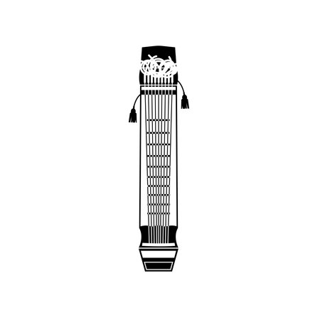 Illustration of a logo of a traditional Korean musical instrument, a gayageum silhouette suitable for music stores and communities.のイラスト素材