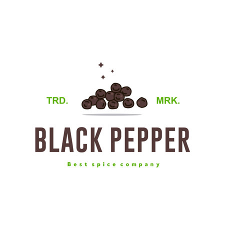 illustration of the black pepper spice logo icon, kitchen spice for the cooking industryのイラスト素材