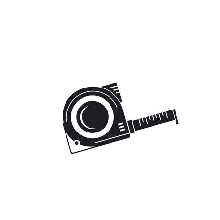 Measuring tool logo illustration, meter roll silhouette suitable for music stores and communitiesのイラスト素材