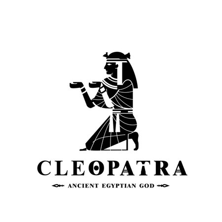 Ancient egyptian god cleopatra silhouette, middle east god Logo. Queen of the Kingdom of Egyptのイラスト素材
