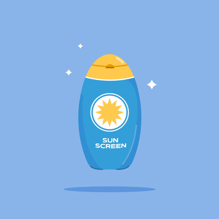 sunscreen bottle icon. Flat illustration of body cream icon. suitable for poster and web design useのイラスト素材