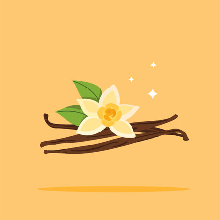 vanilla plant logo with flower, fragrant aroma illustration. suitable for poster and web iconのイラスト素材