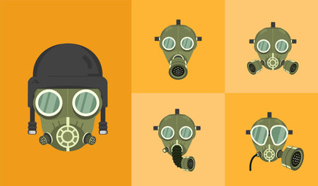 set army gas mask logo, illustration of army respiratory protection from bad airのイラスト素材