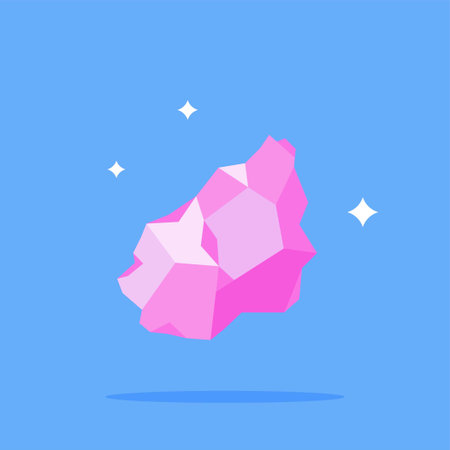 Natural rocks and minerals logo, pink crystal illustration with mining materials.のイラスト素材