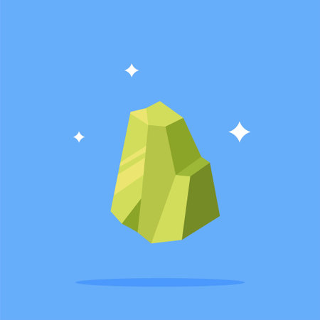 Natural rocks and minerals logo, green crystal illustration with mining materials.のイラスト素材