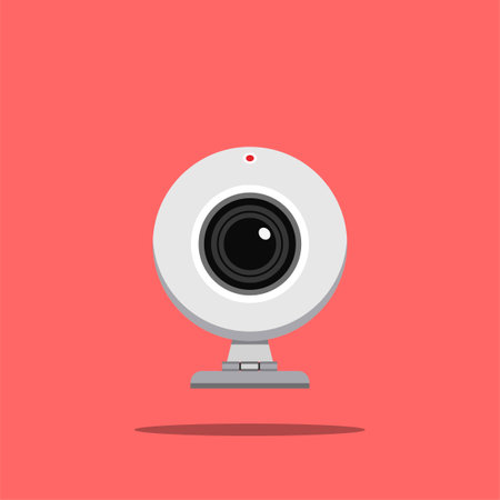 Webcam camera logo round shape, computer technology illustration. suitable for posters and web iconsのイラスト素材