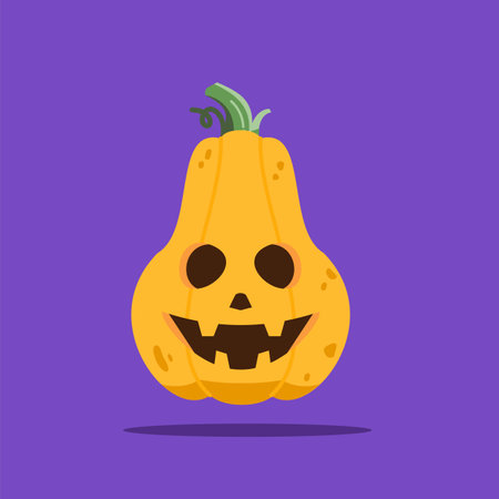 yellow pumpkins with various scary smile characters for Halloween holiday design.のイラスト素材