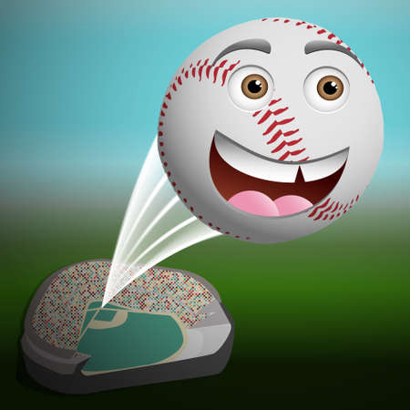 Cute cartoon baseball flying high out of the parkのイラスト素材