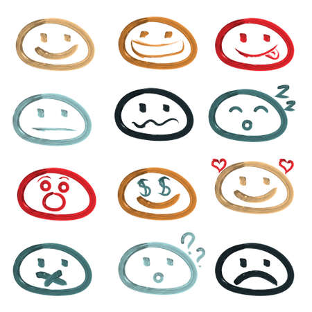 icons of smiley faces. Different emotions.のイラスト素材