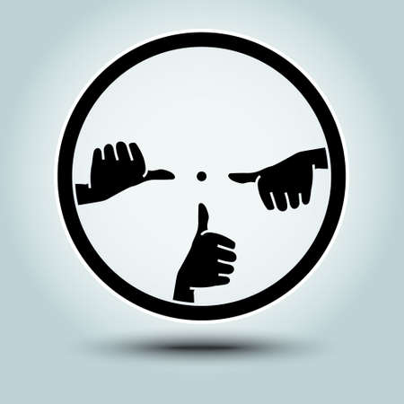 Round sight with crosshairs of  hands with thumb upのイラスト素材
