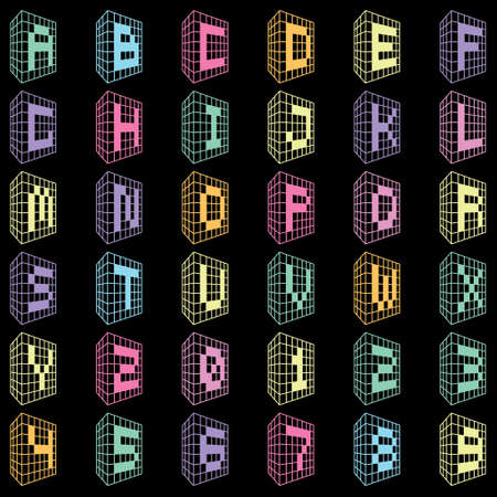 ABC. Building font icons with numbers. Vector illustration.のイラスト素材
