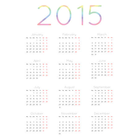calendar planner schedule 2015 week starts with monday european styleのイラスト素材