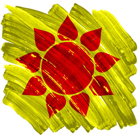 Abstract artistic painted sun on yellow background. Vector illustration/のイラスト素材