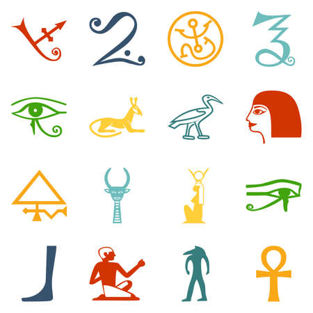 Colorfull Egypt symbols on white background. Vector formatのイラスト素材