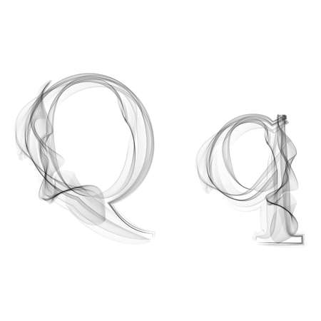 Black Smoke font on white background. Letter Q. Vector illustration alphabetのイラスト素材