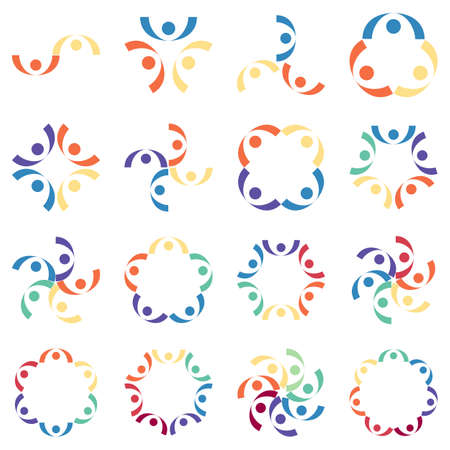 Social relationship, company, friendship logo and icon on white backgroundのイラスト素材