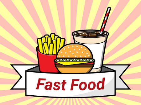 Fast food menu colored design. Vector illustration.のイラスト素材
