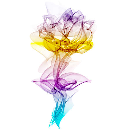 Realistic Smokey Multicolored Rose Silhouette Isolated  Vector illustrationのイラスト素材