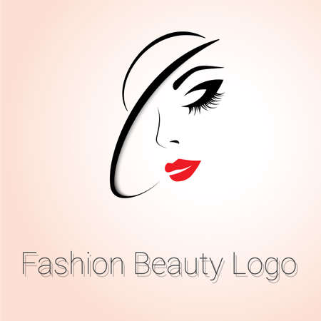 Fashion and Beauty Logo. Womans face with Hatのイラスト素材