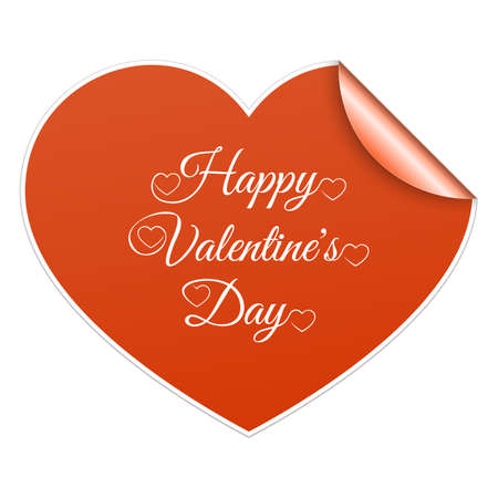 Red paper sticker heart Valentines day card with sign on it. Vectorのイラスト素材