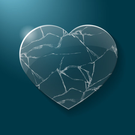 Illustration Of Broken Heart Made From Glass On Blue Background Vector Tasmeemme Com