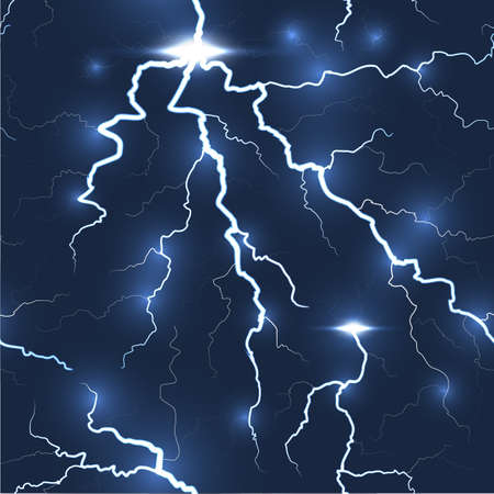 Lightning flash detailed strike seamless, dark background. のイラスト素材