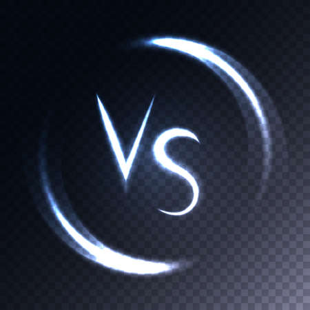 Versus letters luminous . Neon translucent letters V and S symbols. Transparent backgroundのイラスト素材