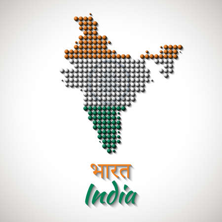 India Border Map with Flag colors, dotted creative designのイラスト素材