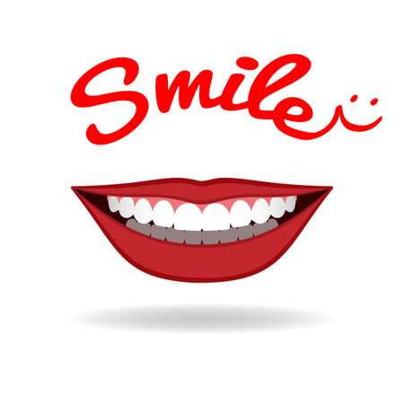 Realistic charming smile isolated on white. Vector Illustrationのイラスト素材
