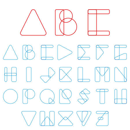 Font, ABC, alphabet in geometric style, logo on white background. Vectorのイラスト素材