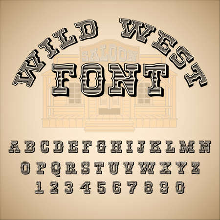 Vintage font, ABC, alphabet. Western style. Vectorのイラスト素材