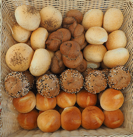 assorted of bread in basketの写真素材