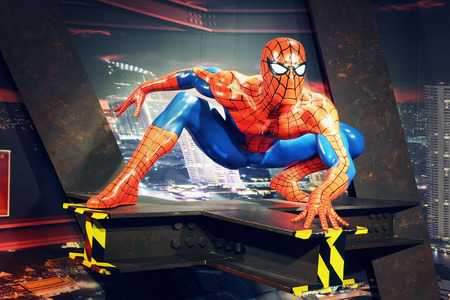 BANGKOK - September 19 2016: A waxwork of Spiderman on display at Madame Tussauds in Bangkok, Thailand. Madame Tussauds' newest branch hosts waxworks of numerous stars and celebritiesのeditorial素材