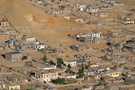 The city of Leh landscape view (telephoto), Indiaの写真素材