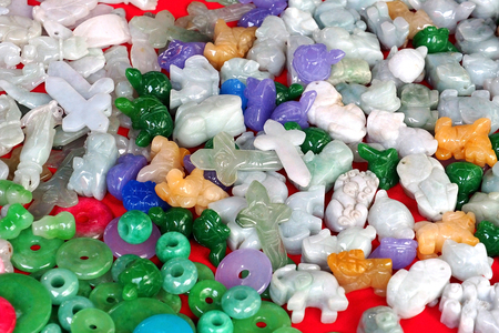 assorted of Jade and gem stone in variety of colorの写真素材